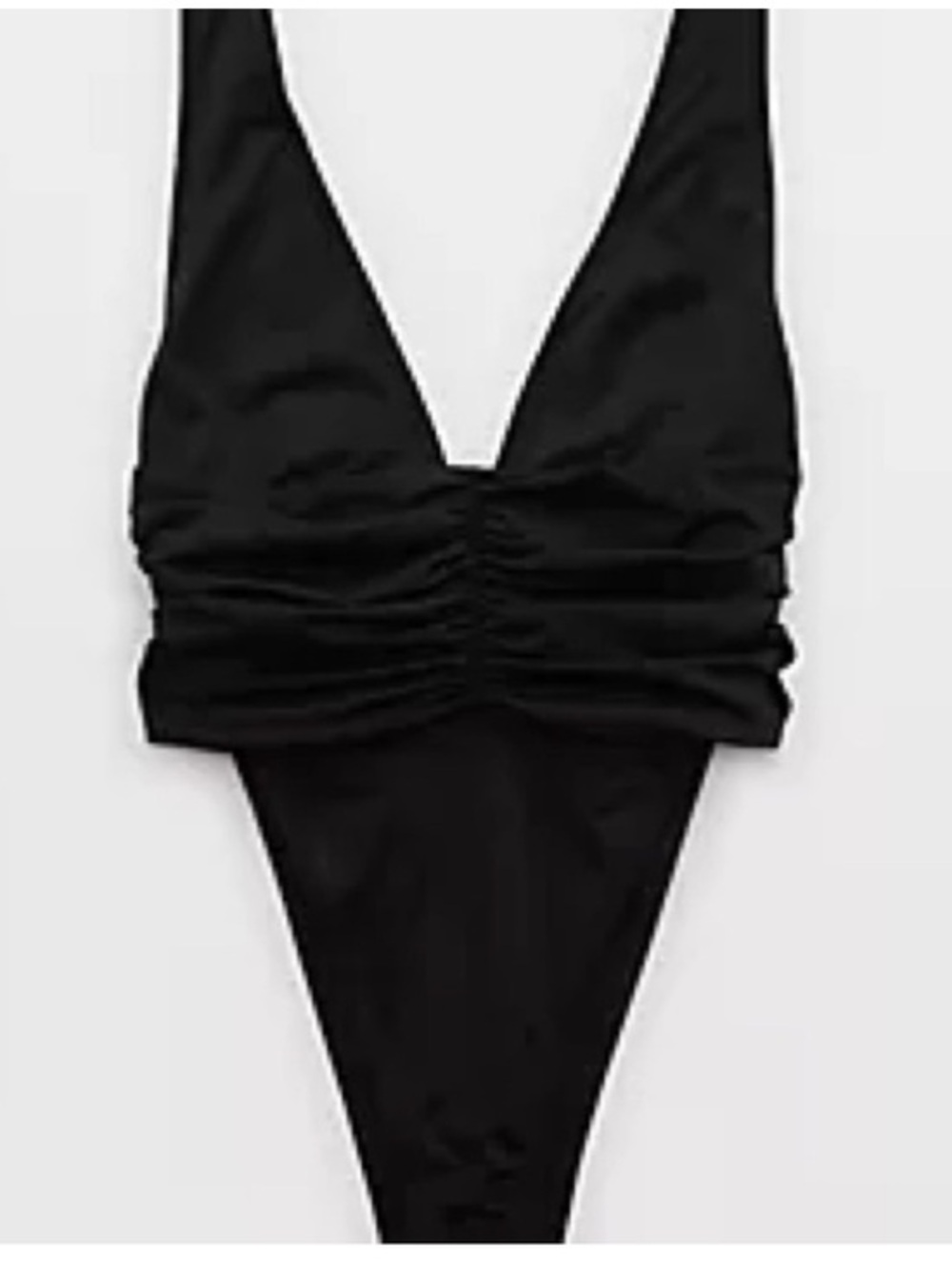 NWT Aerie Black Ruched Plunge One-Piece Swimsuit
